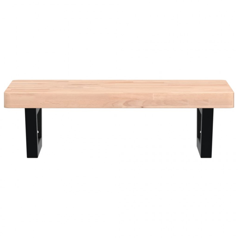 Półka ścienna pod umywalkę, stal i lite drewno bukowe