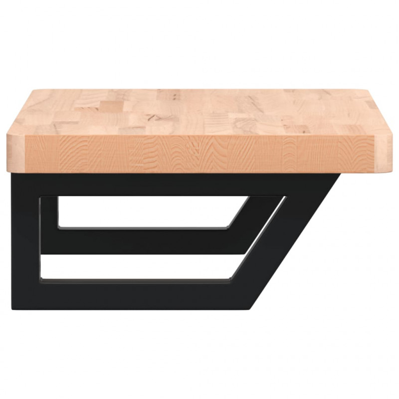 Półka ścienna pod umywalkę, stal i lite drewno bukowe