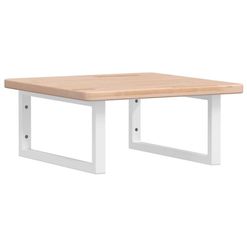 Półka ścienna pod umywalkę, stal i lite drewno dębowe