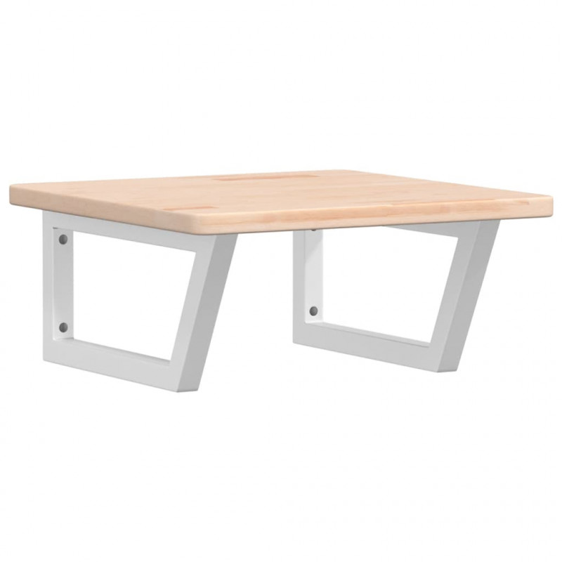 Półka ścienna pod umywalkę, stal i lite drewno dębowe