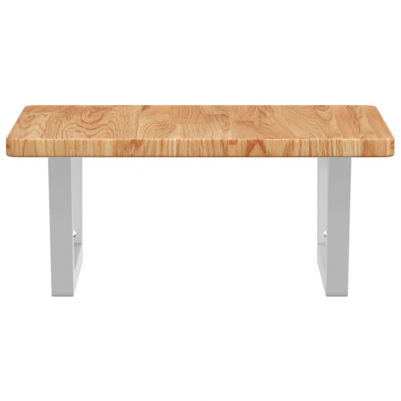 Półka ścienna pod umywalkę, stal i lite drewno dębowe