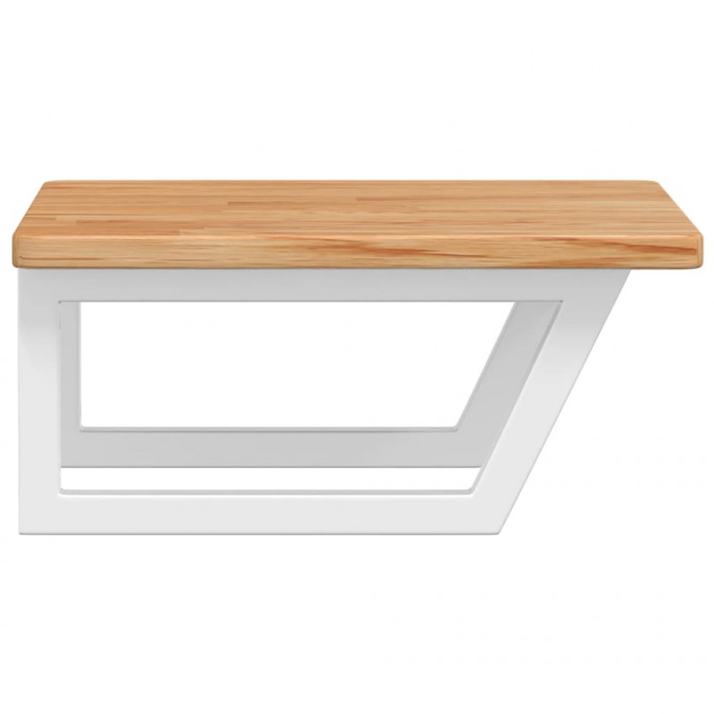 Półka ścienna pod umywalkę, stal i lite drewno dębowe