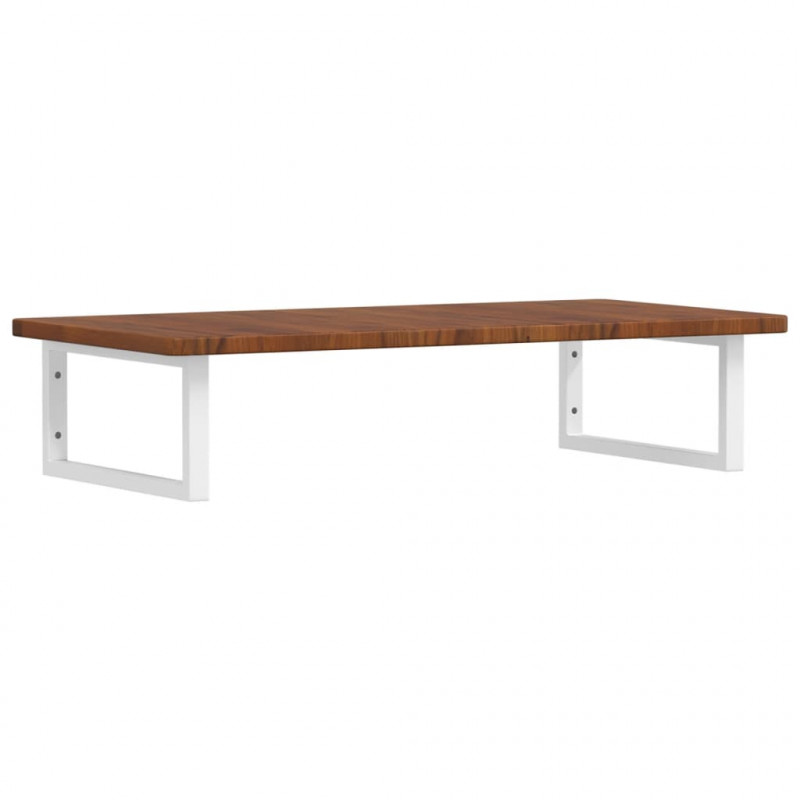 Półka ścienna pod umywalkę, stal i lite drewno dębowe