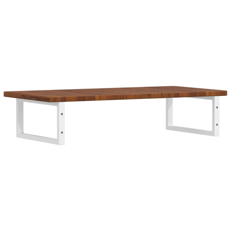 Półka ścienna pod umywalkę, stal i lite drewno dębowe