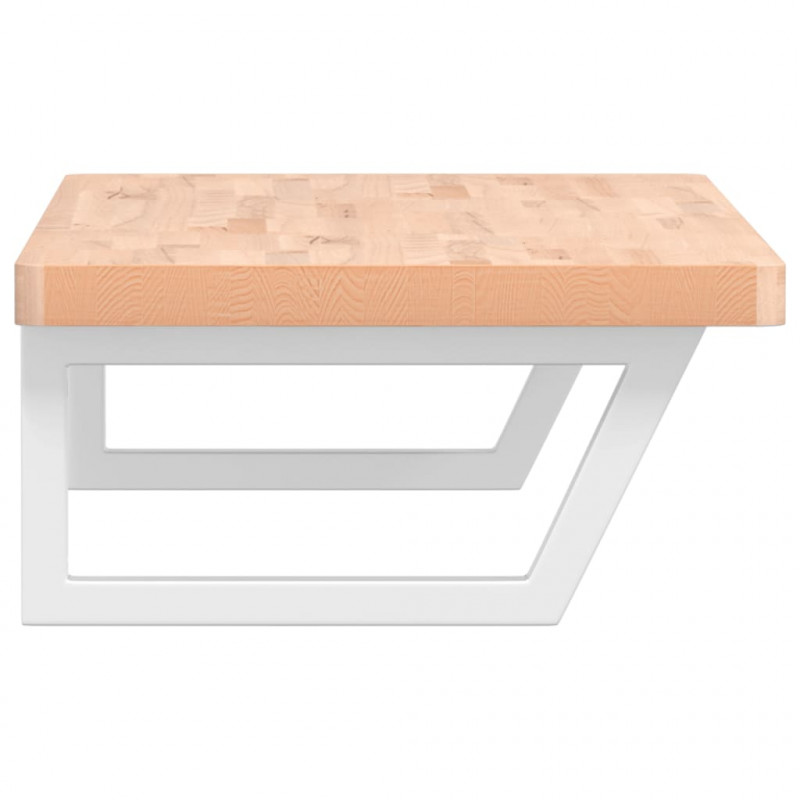 Półka ścienna pod umywalkę, stal i lite drewno bukowe