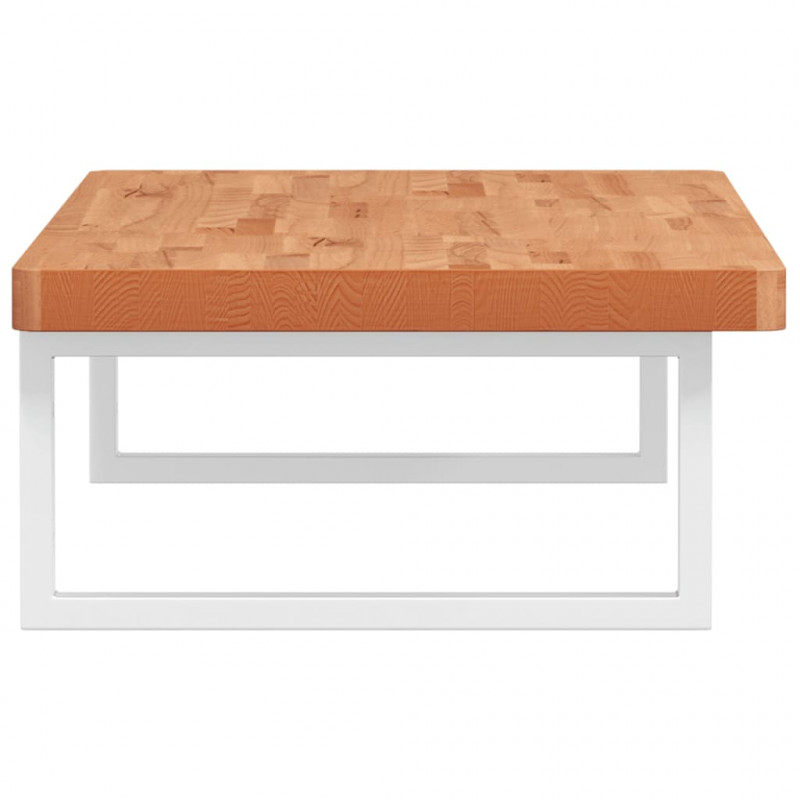 Półka ścienna pod umywalkę, stal i lite drewno bukowe