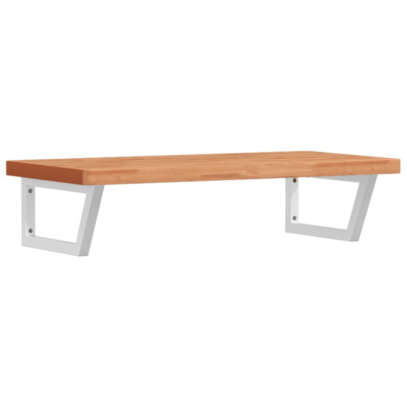 Półka ścienna pod umywalkę, stal i lite drewno bukowe