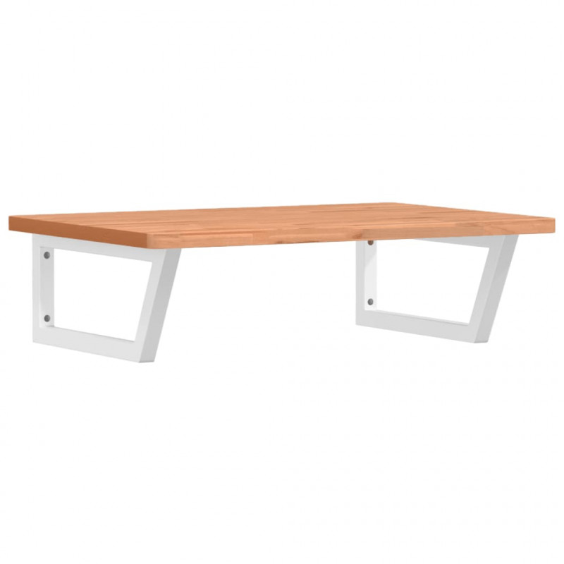 Półka ścienna pod umywalkę, stal i lite drewno bukowe