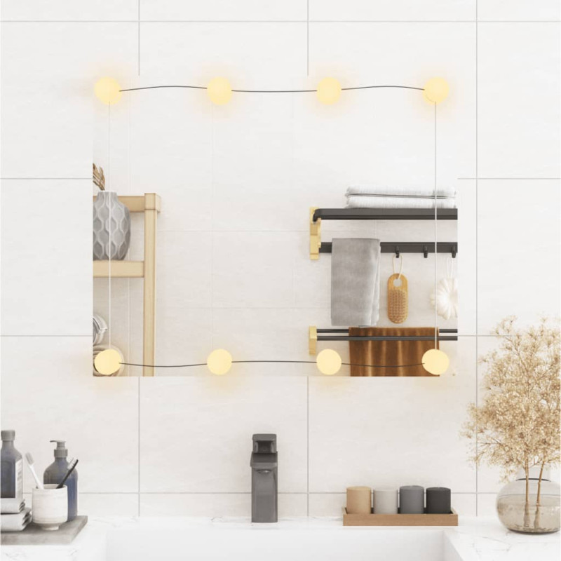 Lustro ścienne z LED, 50x60 cm, szklane, prostokątne
