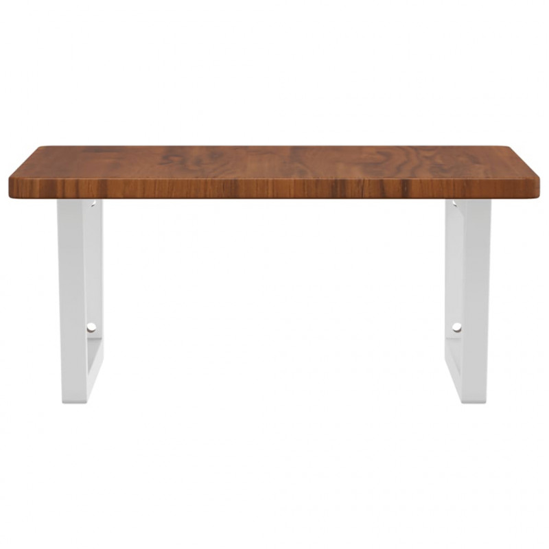 Półka ścienna pod umywalkę, stal i lite drewno dębowe