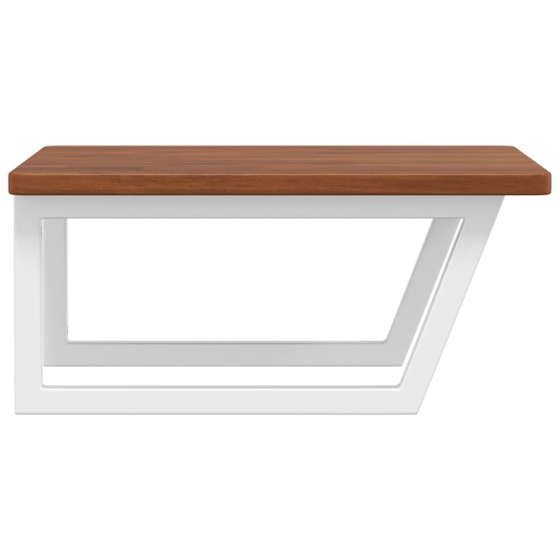 Półka ścienna pod umywalkę, stal i lite drewno dębowe