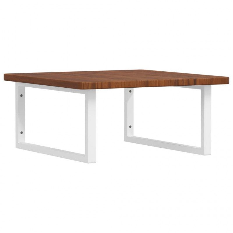 Półka ścienna pod umywalkę, stal i lite drewno dębowe