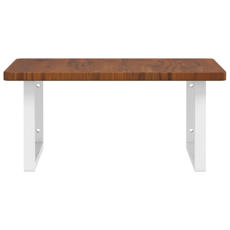 Półka ścienna pod umywalkę, stal i lite drewno dębowe