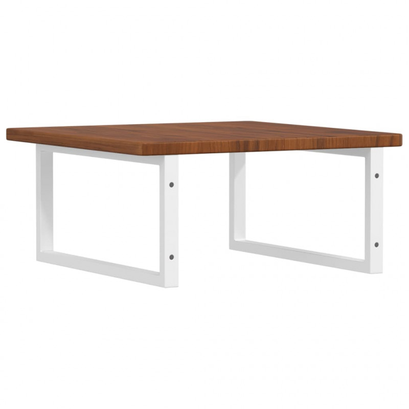 Półka ścienna pod umywalkę, stal i lite drewno dębowe