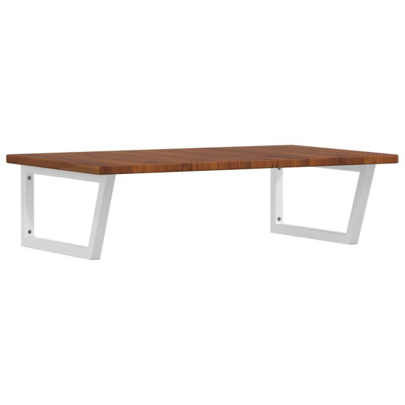 Półka ścienna pod umywalkę, stal i lite drewno dębowe