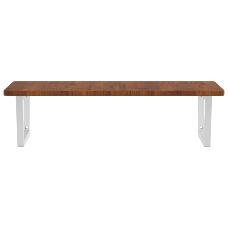 Półka ścienna pod umywalkę, stal i lite drewno dębowe