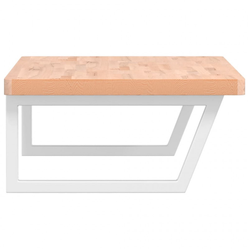 Półka ścienna pod umywalkę, stal i lite drewno bukowe