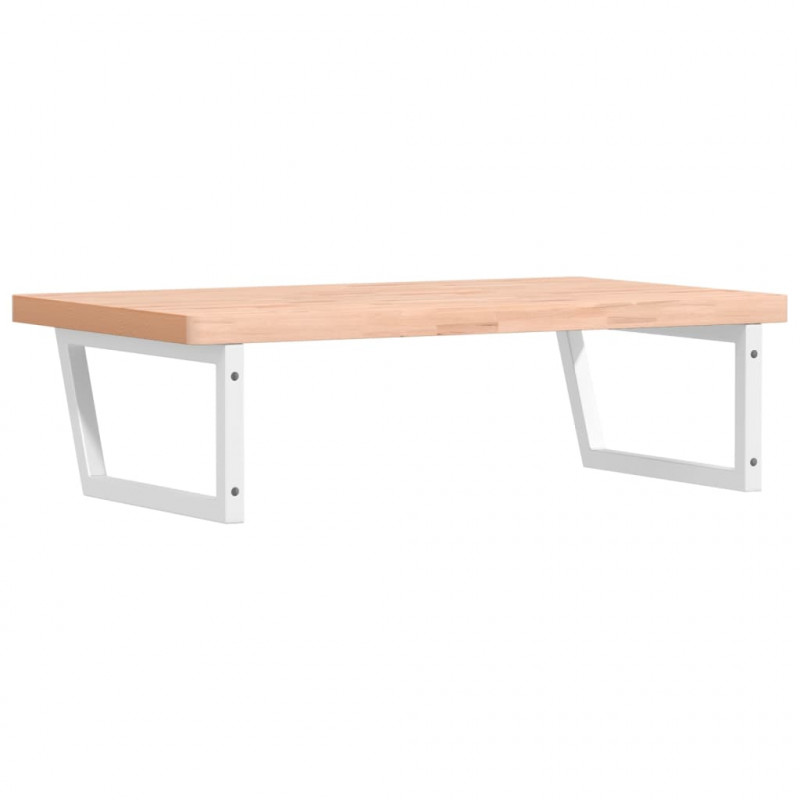 Półka ścienna pod umywalkę, stal i lite drewno bukowe