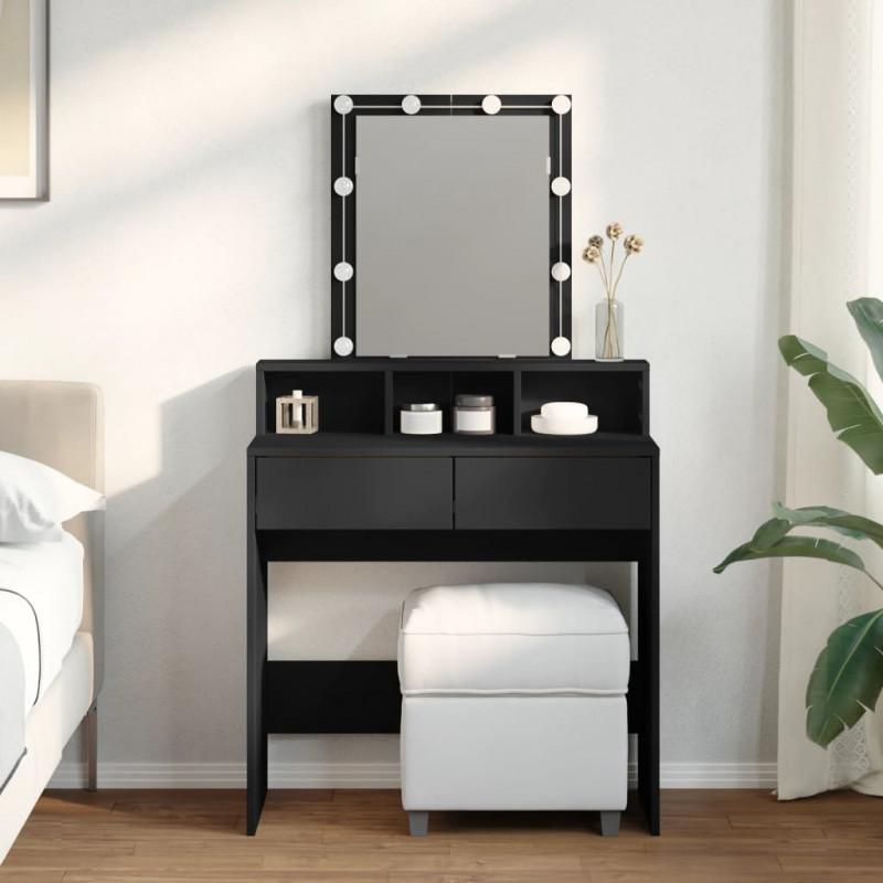 Toaletka z oświetleniem LED, czarna, 80x41x144,5 cm