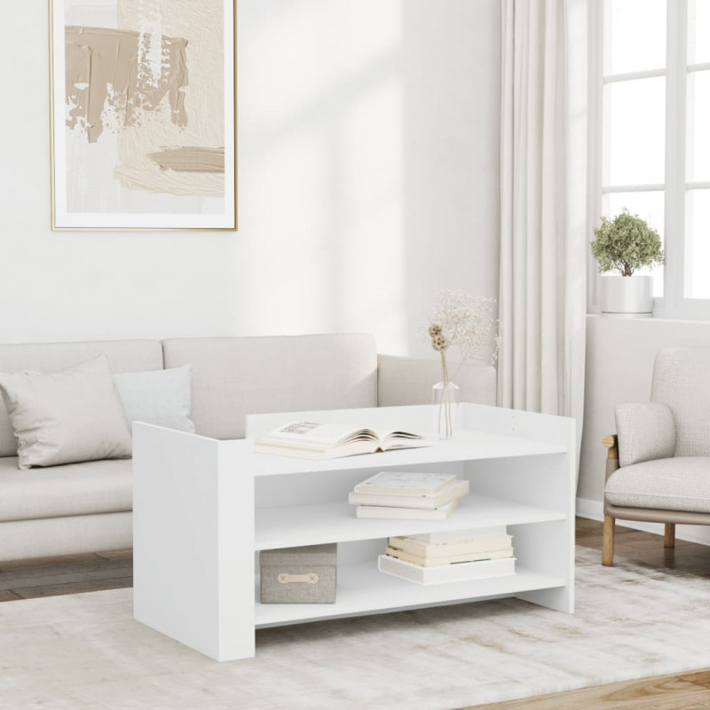 Stolik kawowy, biały, 100x50x50 cm, materiał drewnopochodny