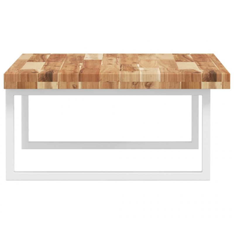 Półka ścienna pod umywalkę, stal i lite drewno akacjowe