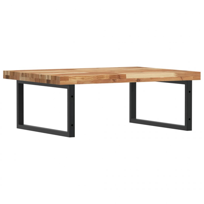 Półka ścienna pod umywalkę, stal i lite drewno akacjowe