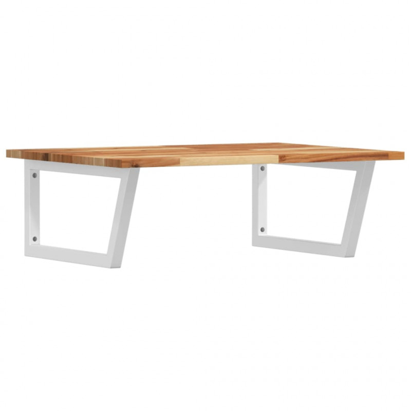 Półka ścienna pod umywalkę, stal i lite drewno akacjowe