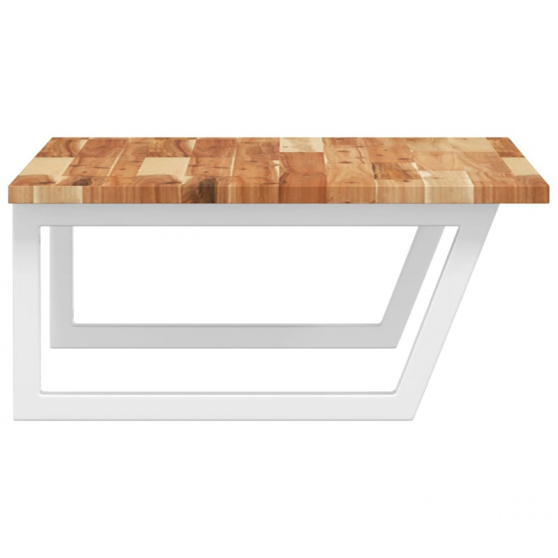 Półka ścienna pod umywalkę, stal i lite drewno akacjowe