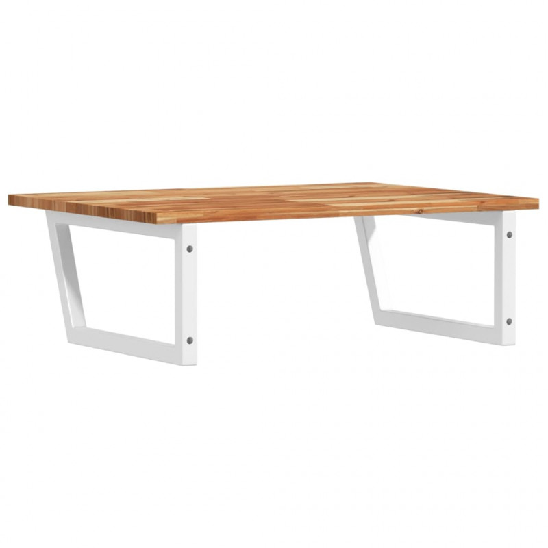 Półka ścienna pod umywalkę, stal i lite drewno akacjowe