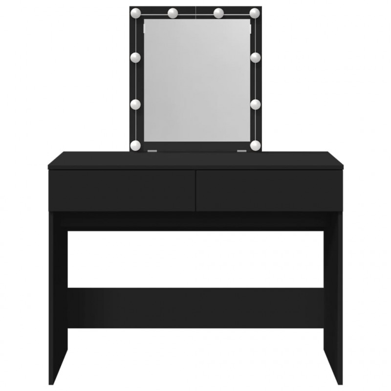 Toaletka z oświetleniem LED, czarna, 100x40x130 cm