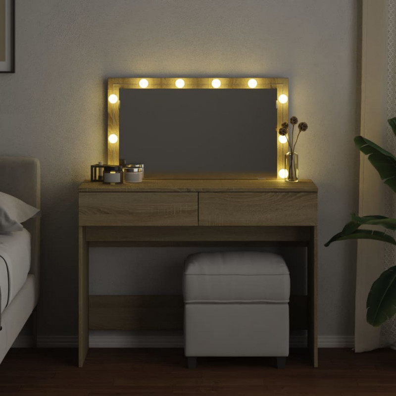 Toaletka z oświetleniem LED, dąb sonoma, 100x40x120 cm