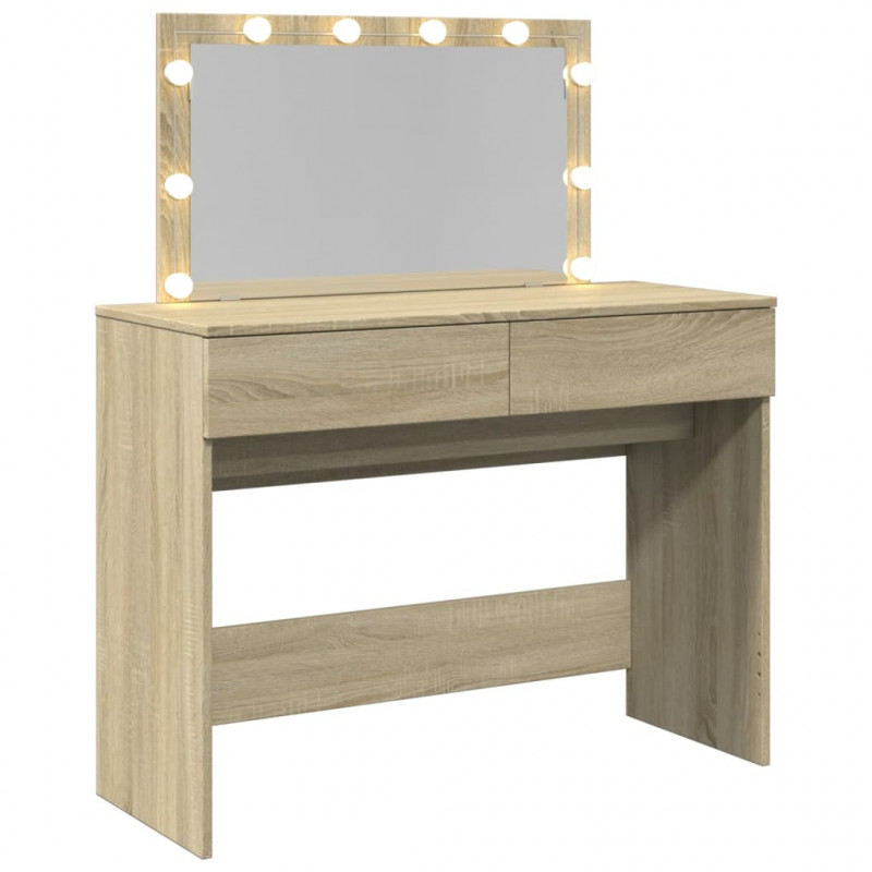 Toaletka z oświetleniem LED, dąb sonoma, 100x40x120 cm