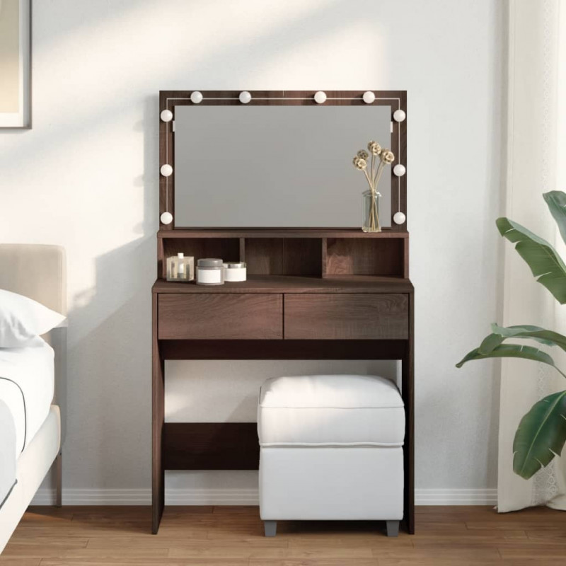 Toaletka z oświetleniem LED, brązowy dąb, 80x41x134,5 cm