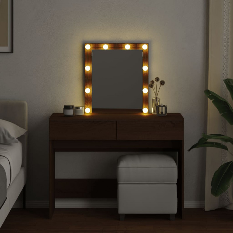 Toaletka z oświetleniem LED, brązowy dąb, 100x40x130 cm