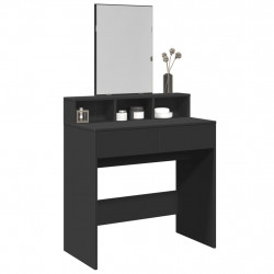 Toaletka z lustrem, czarna, 80x41x144,5 cm