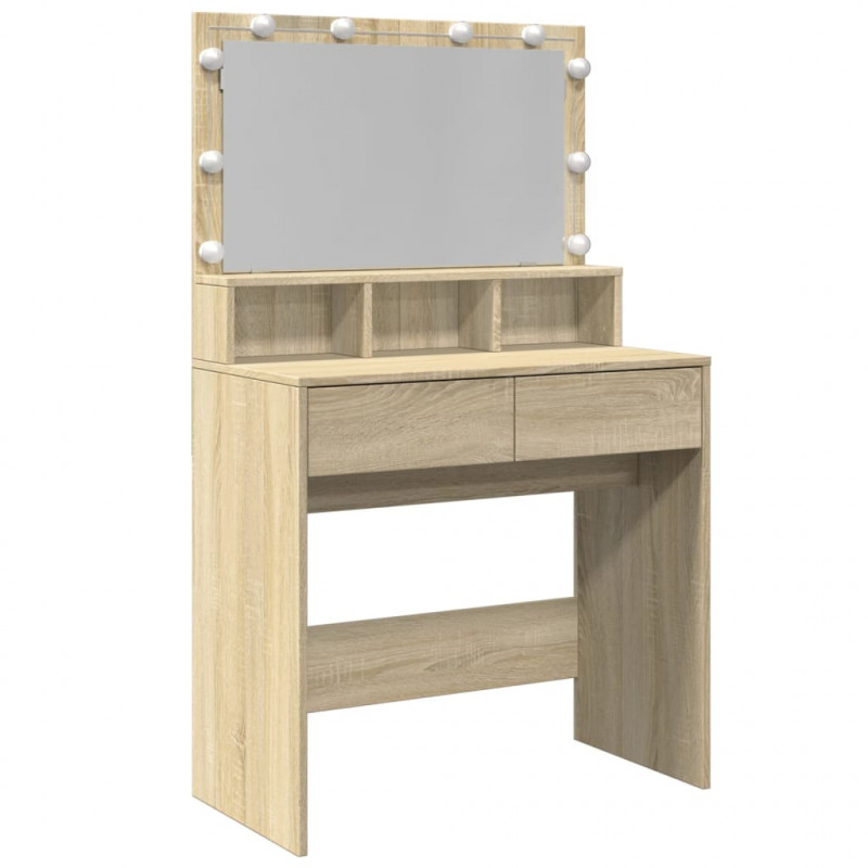 Toaletka z oświetleniem LED, dąb sonoma, 80x41x134,5 cm