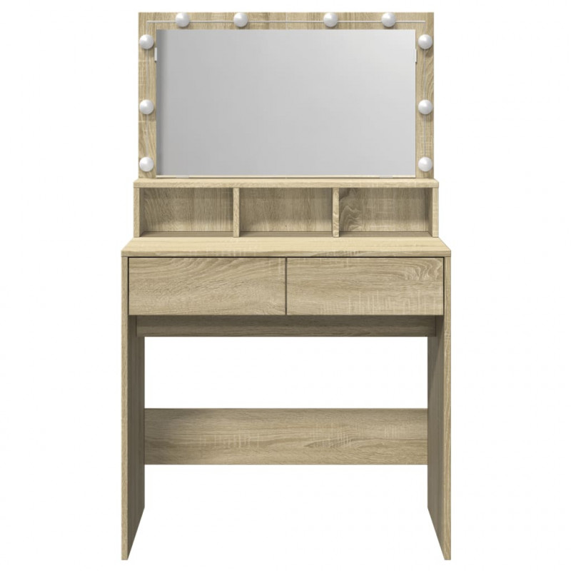 Toaletka z oświetleniem LED, dąb sonoma, 80x41x134,5 cm