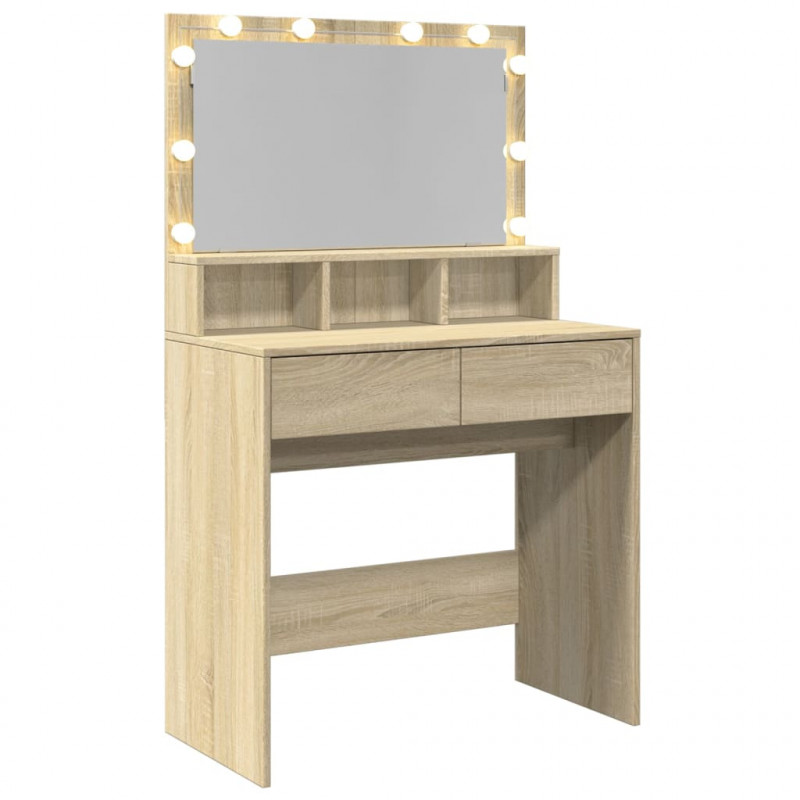 Toaletka z oświetleniem LED, dąb sonoma, 80x41x134,5 cm