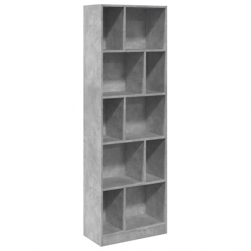 Regał, szarość betonu, 57x28,5x174 cm, materiał drewnopochodny