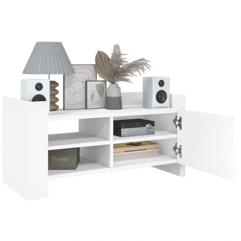 Szafka pod TV, biała, 80x35x40 cm, materiał drewnopochodny