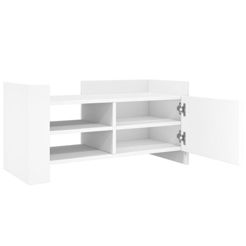 Szafka pod TV, biała, 80x35x40 cm, materiał drewnopochodny