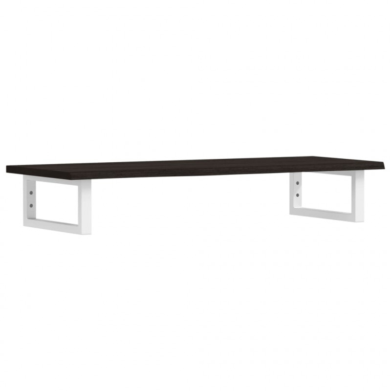 Półka ścienna pod umywalkę, stal i lite drewno dębowe