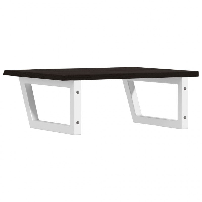 Półka ścienna pod umywalkę, stal i lite drewno dębowe