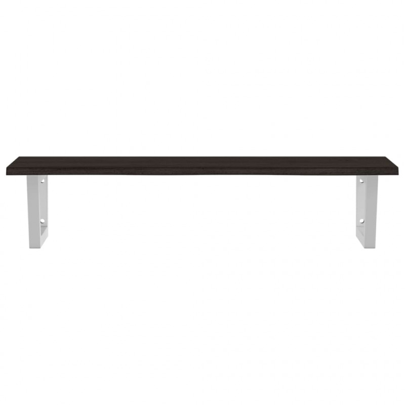 Półka ścienna pod umywalkę, stal i lite drewno dębowe