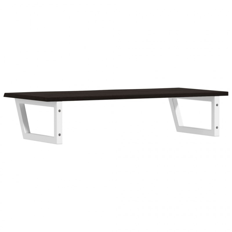 Półka ścienna pod umywalkę, stal i lite drewno dębowe