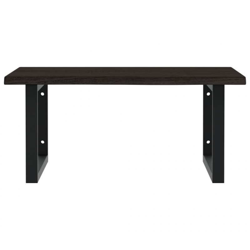 Półka ścienna pod umywalkę, stal i lite drewno dębowe