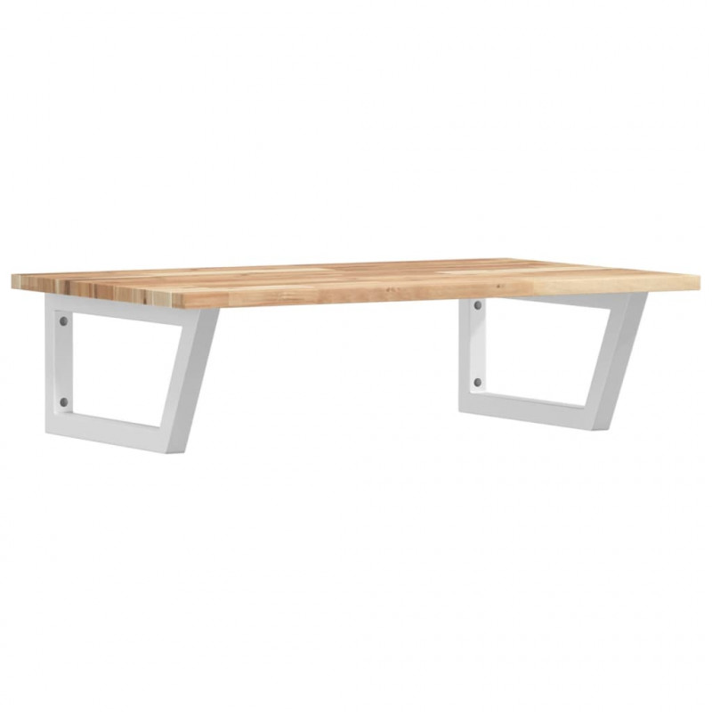 Półka ścienna pod umywalkę, stal i lite drewno akacjowe