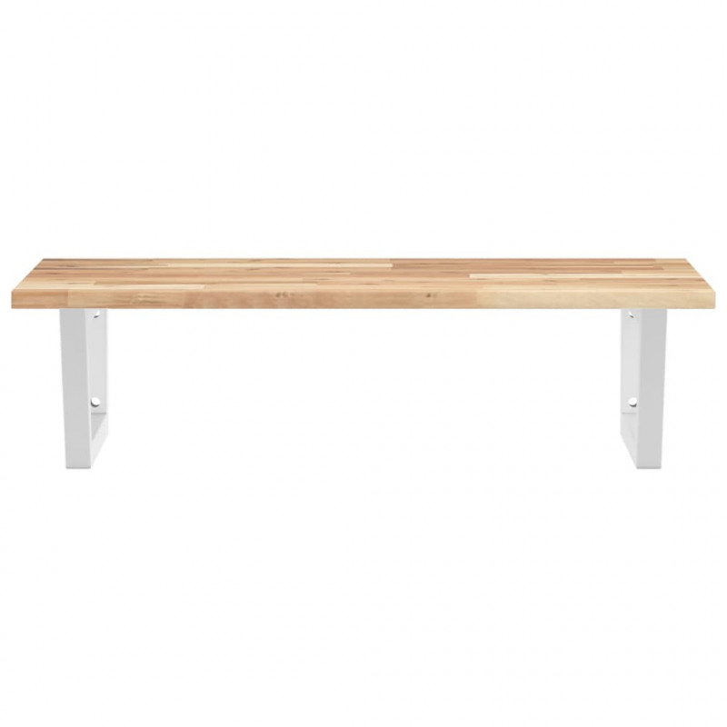 Półka ścienna pod umywalkę, stal i lite drewno akacjowe