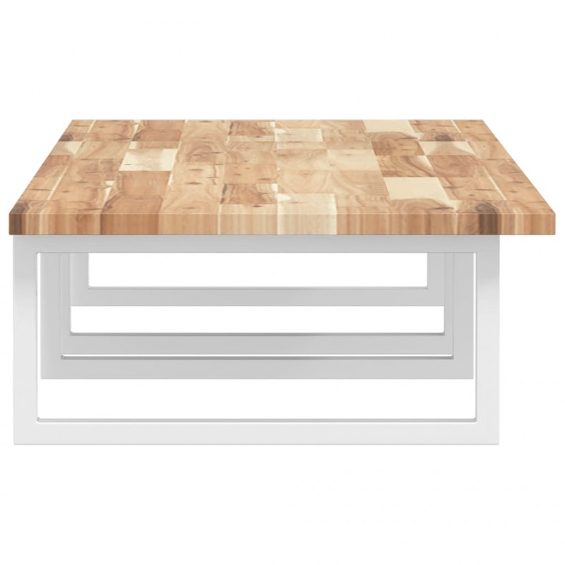 Półka ścienna pod umywalkę, stal i lite drewno akacjowe