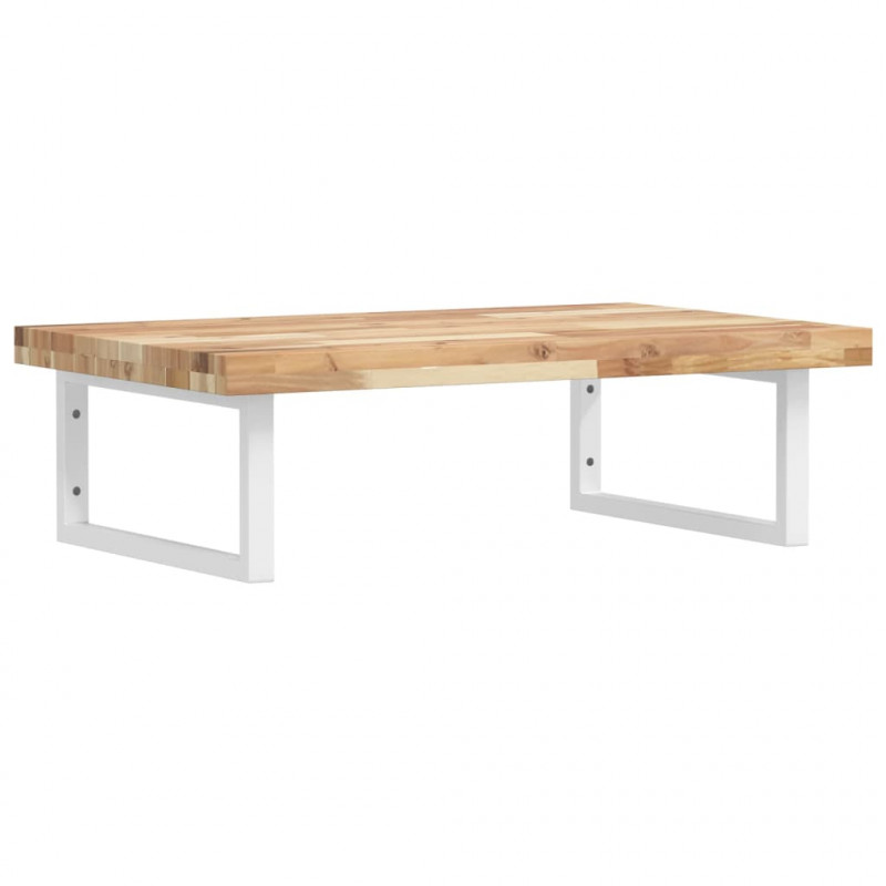 Półka ścienna pod umywalkę, stal i lite drewno akacjowe